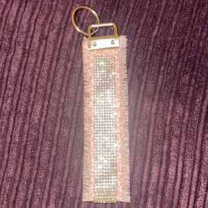 Frayed Rhinestone Wristlet Keychain .
